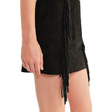 katiewens Women's Classic High Waist Lace Up Bodycon Faux Suede A Line Mini Pencil Skirt