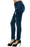 Wax Denim Women's Juniors Distressed Slim Fit Stretchy Skinny Jeans