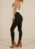 TENGFU Women's Juniors Mid-Rise Distressed Slim Fit Stretchy Skinny Jeans Jegging