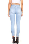 Wax Denim Women's Juniors Distressed Slim Fit Stretchy Skinny Jeans
