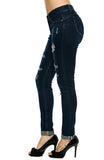 Wax Denim Women's Juniors Distressed Slim Fit Stretchy Skinny Jeans