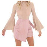 High Waist Suede Mini Pencil Skirt