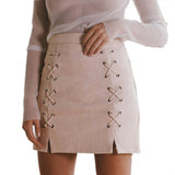 High Waist Suede Mini Pencil Skirt