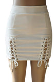 Meyeeka Womens Sexy High Waist Lace up Bodycon Faux Suede Split Tight Mini Skirt