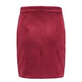 katiewens Women's Classic High Waist Lace Up Bodycon Faux Suede A Line Mini Pencil Skirt