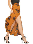 BerryGo Women's Boho Button Front Floral Print Beach Long Maxi Skirt