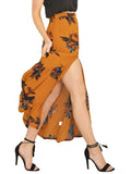 BerryGo Women's Boho Button Front Floral Print Beach Long Maxi Skirt