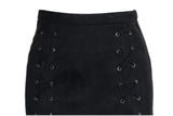 katiewens Women's Classic High Waist Lace Up Bodycon Faux Suede A Line Mini Pencil Skirt