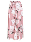 BerryGo Women's Boho Button Front Floral Print Beach Long Maxi Skirt
