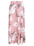 BerryGo Women's Boho Button Front Floral Print Beach Long Maxi Skirt