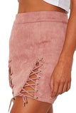 Meyeeka Womens Sexy High Waist Lace up Bodycon Faux Suede Split Tight Mini Skirt