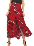 BerryGo Women's Boho Button Front Floral Print Beach Long Maxi Skirt
