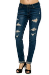 Wax Denim Women's Juniors Distressed Slim Fit Stretchy Skinny Jeans