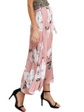 BerryGo Women's Boho Button Front Floral Print Beach Long Maxi Skirt