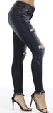 TENGFU Women's Juniors Mid-Rise Distressed Slim Fit Stretchy Skinny Jeans Jegging