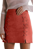 High Waist Suede Mini Pencil Skirt
