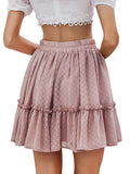 Season 4 Women's Dot Floral Print Ruffle Mini Skirt High Waist A line Skirts with Tassels