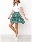 Relipop Women's Flared Short Skirt Polka Dot Pleated Mini Skater Skirt with Drawstring