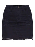 just quella Women's High Waisted Jean Skirt Fringed Slim Fit Denim Mini Skirt