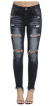 TENGFU Women's Juniors Mid-Rise Distressed Slim Fit Stretchy Skinny Jeans Jegging