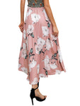 BerryGo Women's Boho Button Front Floral Print Beach Long Maxi Skirt