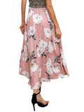 BerryGo Women's Boho Button Front Floral Print Beach Long Maxi Skirt