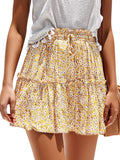 Floral Print Ruffle Mini A-Line Skirt