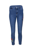 Rose Embroidery Women Skinny Jeans