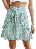 Floral Print Ruffle Mini A-Line Skirt