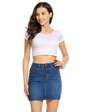 Women Stretch Denim Mini Skirt