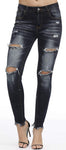TENGFU Women's Juniors Mid-Rise Distressed Slim Fit Stretchy Skinny Jeans Jegging