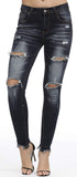 TENGFU Women's Juniors Mid-Rise Distressed Slim Fit Stretchy Skinny Jeans Jegging