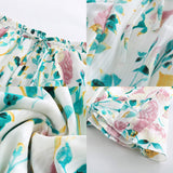 Season 4 Women's Dot Floral Print Ruffle Mini Skirt High Waist A line Skirts with Tassels