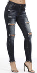 TENGFU Women's Juniors Mid-Rise Distressed Slim Fit Stretchy Skinny Jeans Jegging
