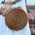 Hand Woven Round Straw Bag
