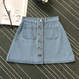 A-Line Mini High Waist Button Skirt