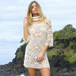 Sexy Beach Cover Up Knit Backless Bikini Cover Ups Beachwear Women Swimwear Dress Ladies Beach Tunic Saida de Praia C1734