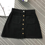 A-Line Mini High Waist Button Skirt