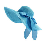2019 New Wide Brim Summer Hats For Women Vacation Leisure Beach Hat Ribbon Bow Sun Visor Straw Hat Panama Woman's Sun Caps