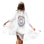 White Tassel Crochet Bikini Cover Up