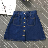 A-Line Mini High Waist Button Skirt