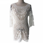 Sexy Beach Cover Up Knit Backless Bikini Cover Ups Beachwear Women Swimwear Dress Ladies Beach Tunic Saida de Praia C1734