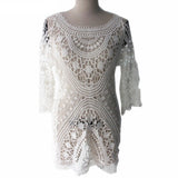 Sexy Beach Cover Up Knit Backless Bikini Cover Ups Beachwear Women Swimwear Dress Ladies Beach Tunic Saida de Praia C1734