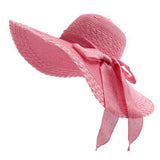 2019 New Wide Brim Summer Hats For Women Vacation Leisure Beach Hat Ribbon Bow Sun Visor Straw Hat Panama Woman's Sun Caps