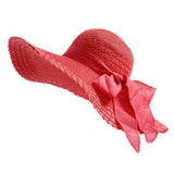 2019 New Wide Brim Summer Hats For Women Vacation Leisure Beach Hat Ribbon Bow Sun Visor Straw Hat Panama Woman's Sun Caps