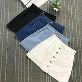 On sale 2019 summer Womens ladies A-line Jeans short Skirt Button High Waist Denim pockets Skirt harajuku mini high quality jean