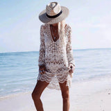 New Hollow Out Sexy beach cover up lace knitted crochet beach tunics for women bikini swimsuit swimwear bathing suit beachwear
