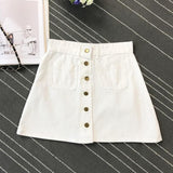 A-Line Mini High Waist Button Skirt
