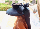 Elegant UPF50+ Floppy sun hats for women Wide Brim Braid Straw Cap Summer Beach Hat with Long Ribbon Bow TravelDerby Sun Hat Cap
