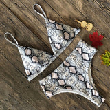 Sexy Snake Print High Waist Push Up Bikini